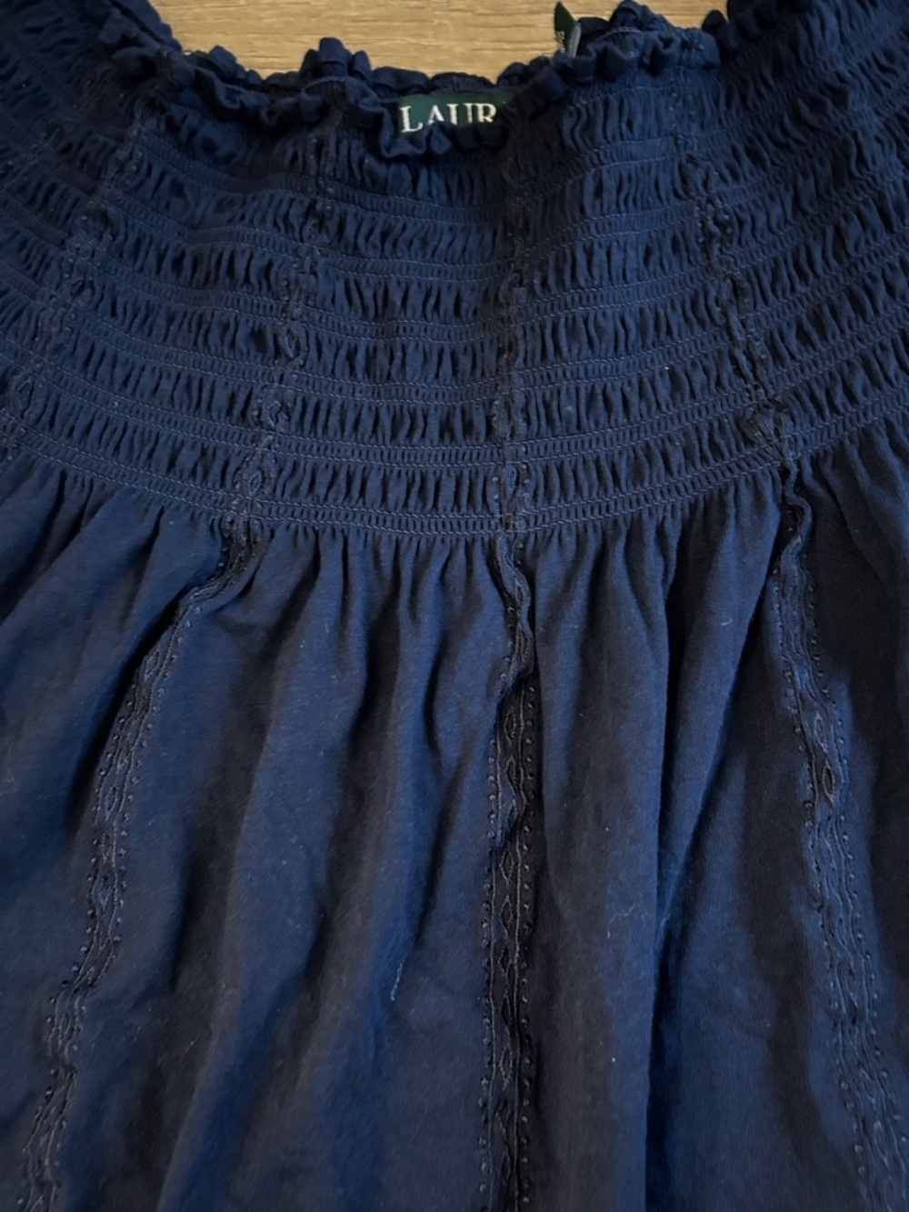 Ralph Lauren off the shoulder 3/4 sleeve navy blue top, medium - Picture 4 of 6